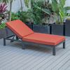 Leisuremod Chelsea Modern Outdoor Chaise Lounge Chair With Orange Cushions CLBL-77OR